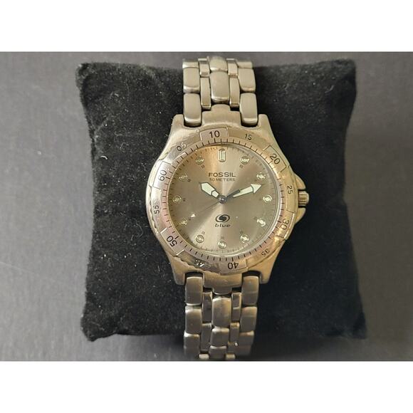 Fossil Blue AM-3203 Silver Tone Quartz Analog Men's Watch Sz. 7" New Battery - Picture 6 of 10